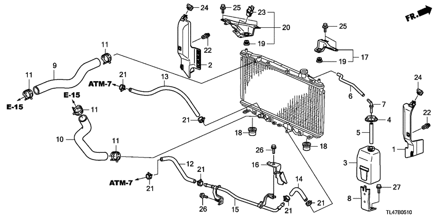 Radiator hose/reserve tan k