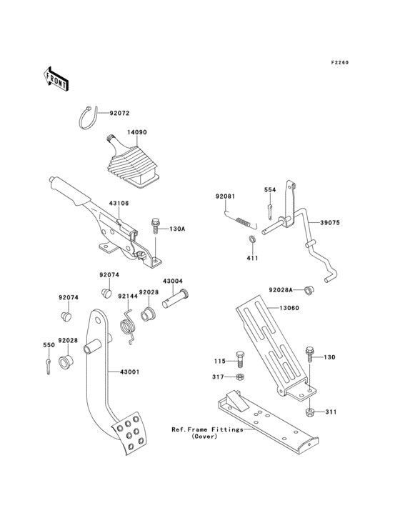 Brake pedal/throttle lever