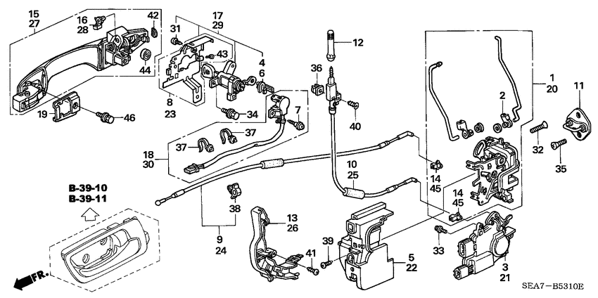 Front door locks/outer ha ndle