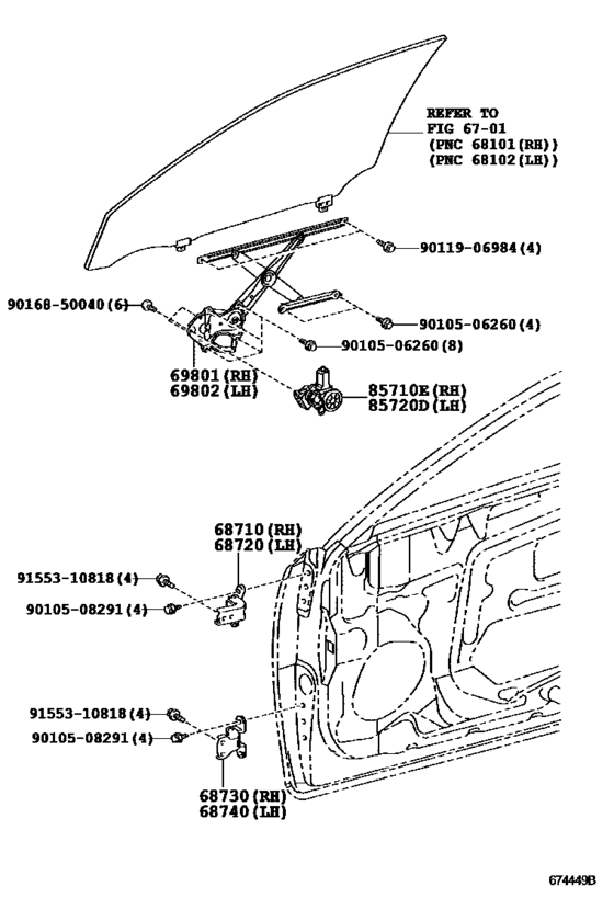 Front Door Window Regulator & Hinge