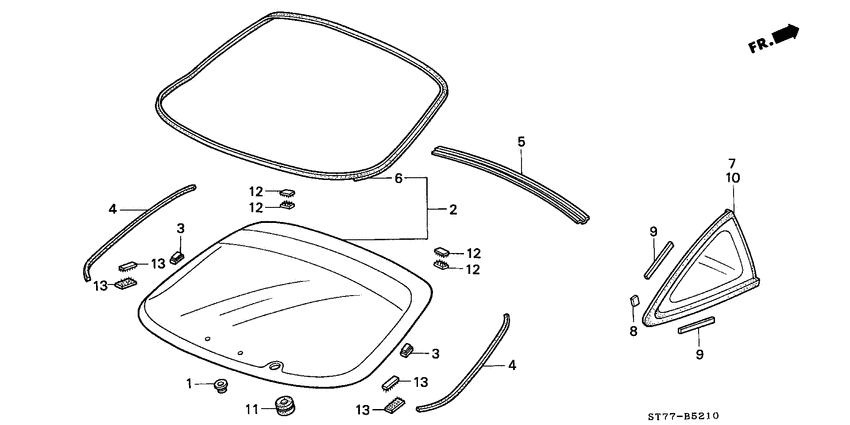 Rear glass/quarter glass