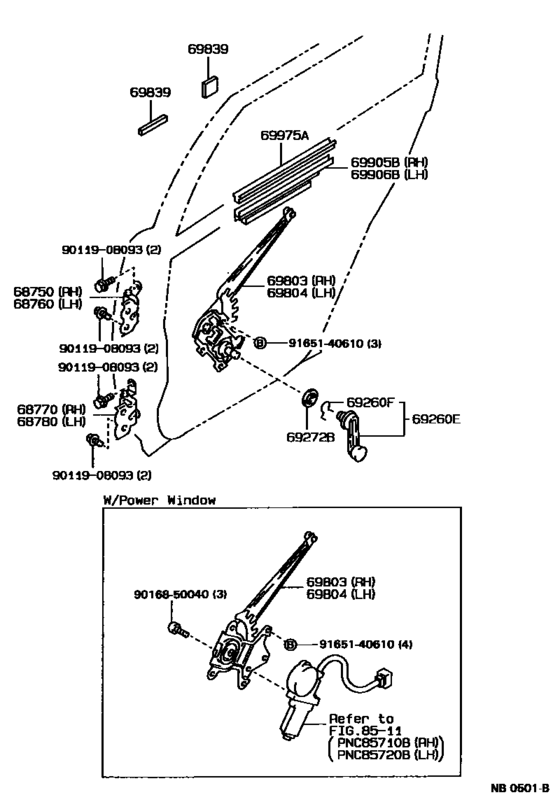Rear Door Window Regulator & Hinge