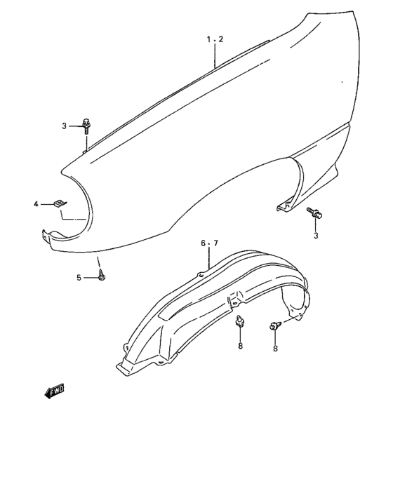 Front fender and lining