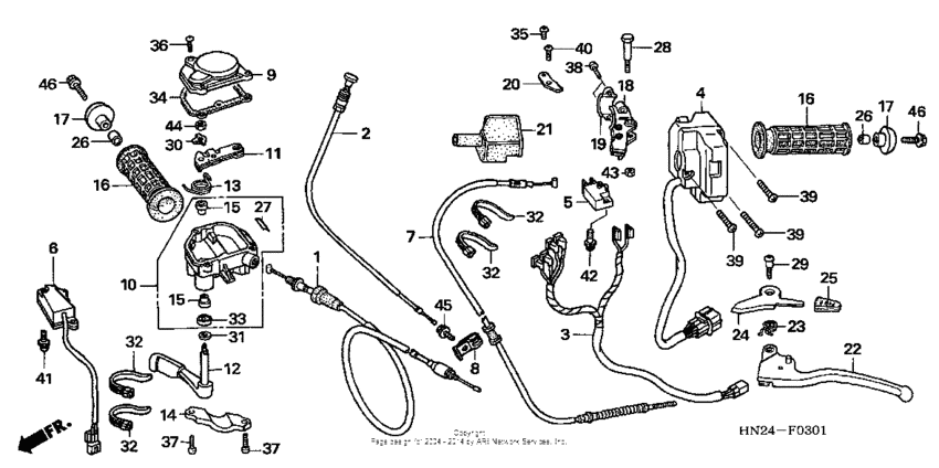 Handle levers + switches + cables (trx500fa/fga'05)