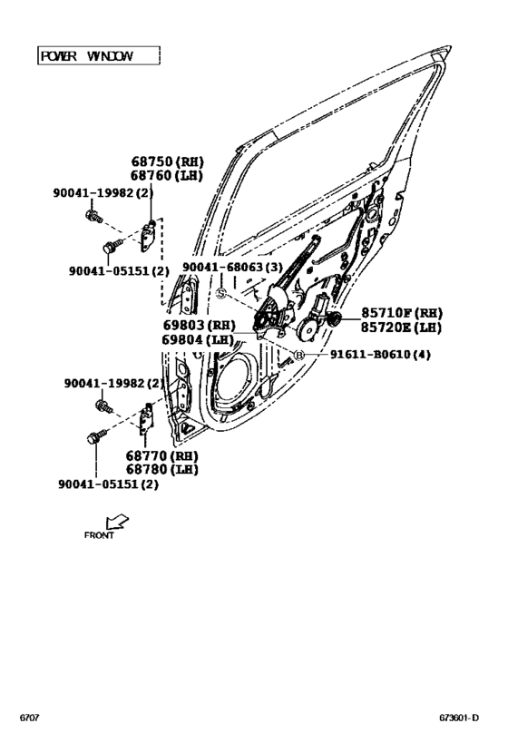 Rear Door Window Regulator & Hinge