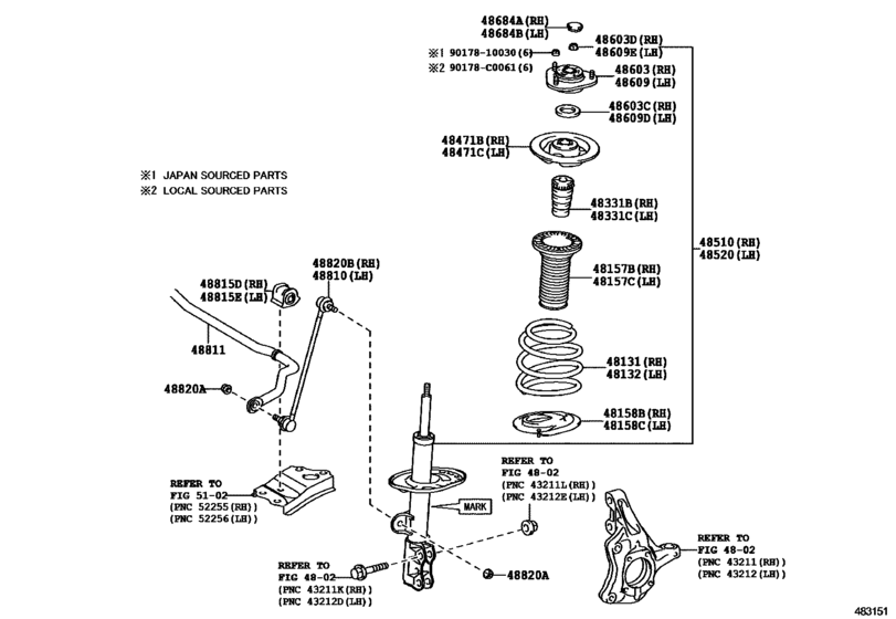 Front Spring & Shock Absorber for 2011 2015 Toyota PRIUS ZVW30 General sales region