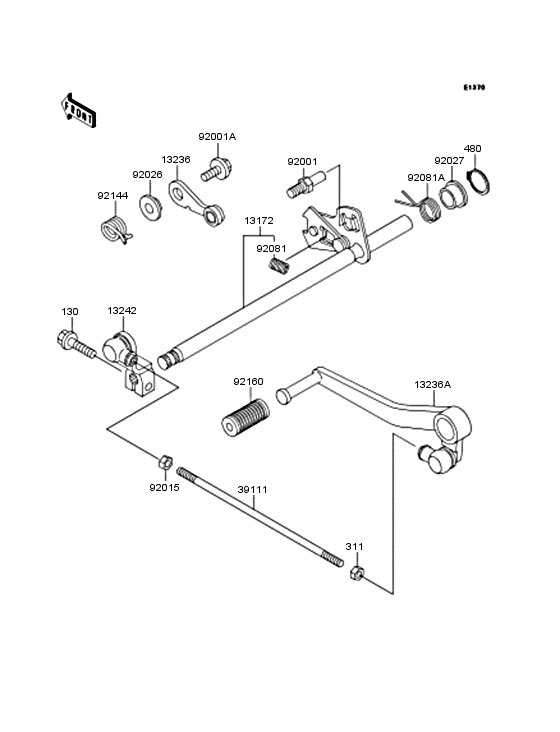 Переключатель передач для Kawasaki ZX400, год: 1992. OEM запчасти