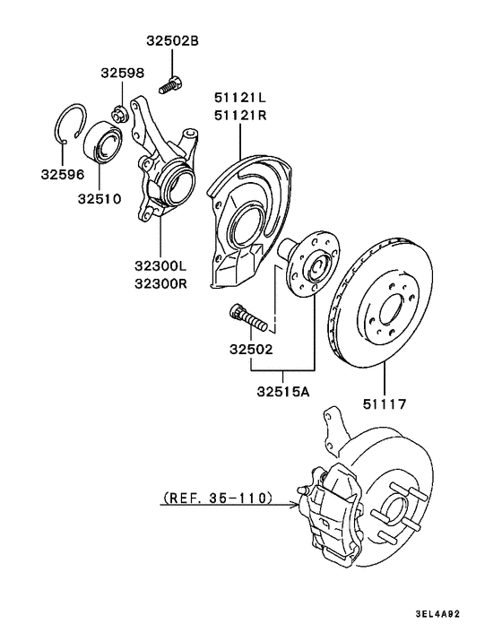 Front axle hub & drum