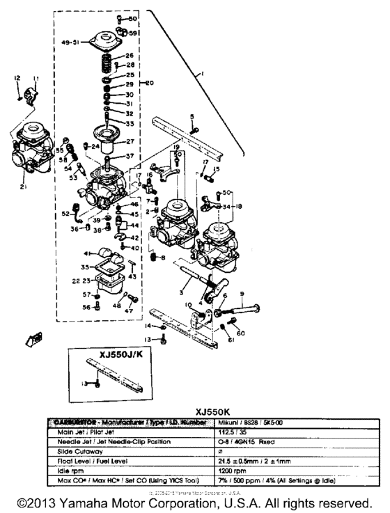 Carburetor for 1981 Yamaha XJ550 | USA sales region, , 14554983-810222