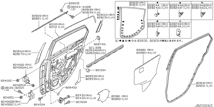 Rear door panel & fitting