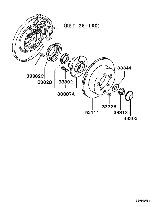Rear axle hub & drum