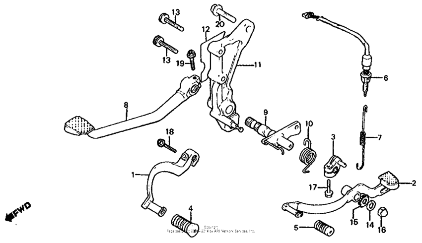 Gearshift pedal + brake pedal