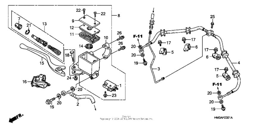 Front brake master cylinder (trx300ex'07-)