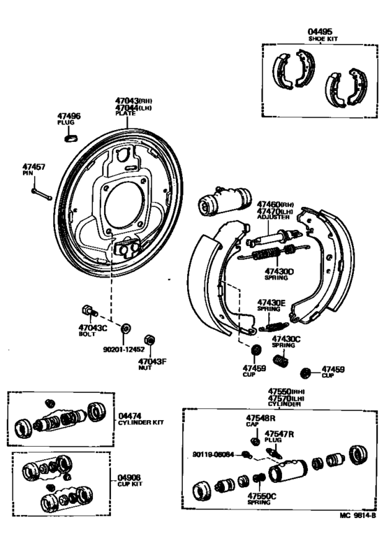 Rear Drum Brake Wheel Cylinder & Backing Plate