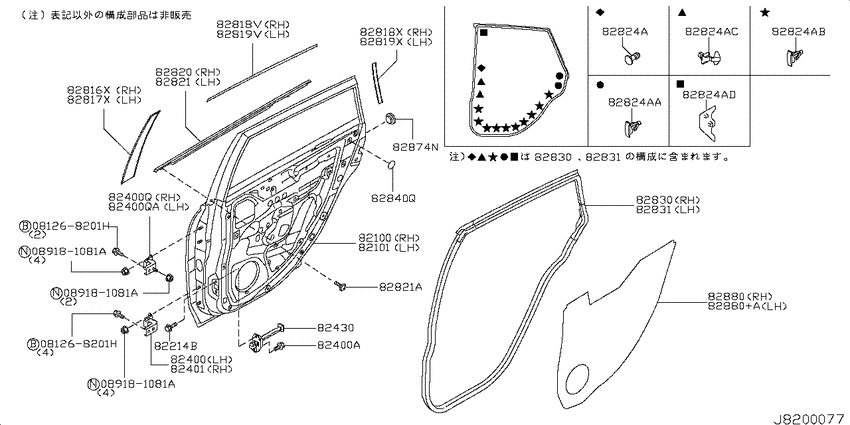 Rear door panel & fitting