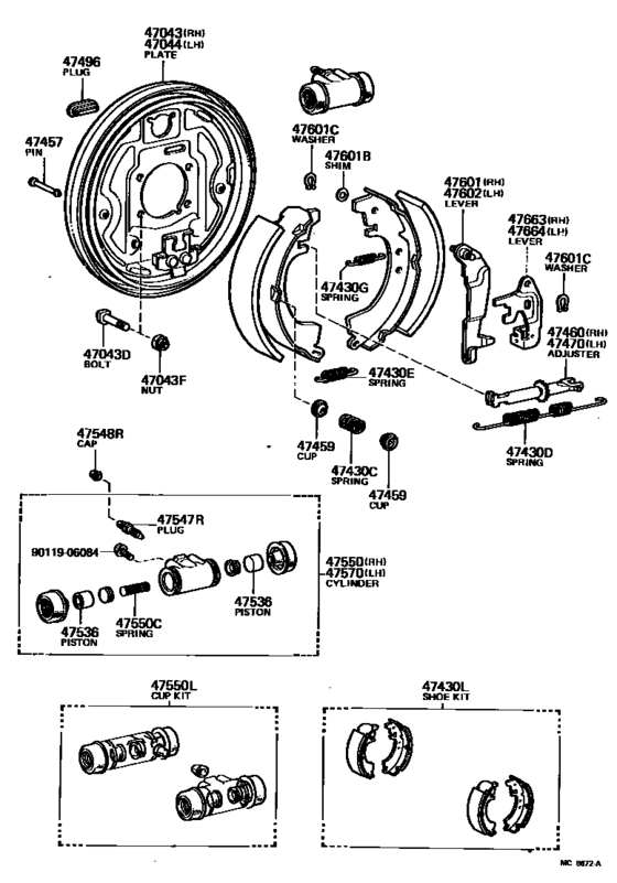 Rear Drum Brake Wheel Cylinder & Backing Plate