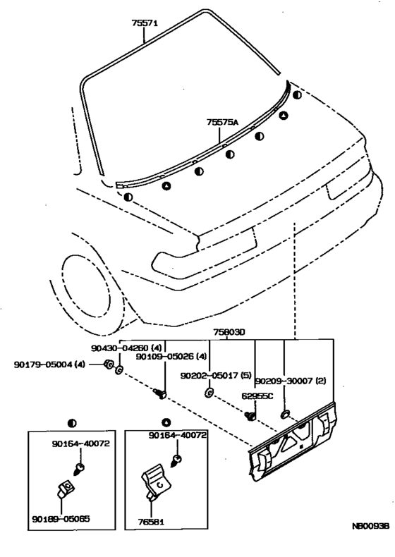 Rear Moulding for 1987 - 1989 Toyota COROLLA AE92 | U.S.A. sales region