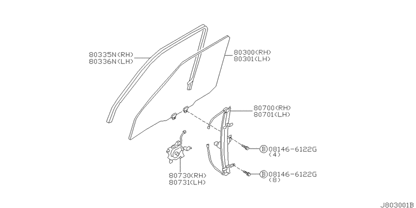Front door window & regulator