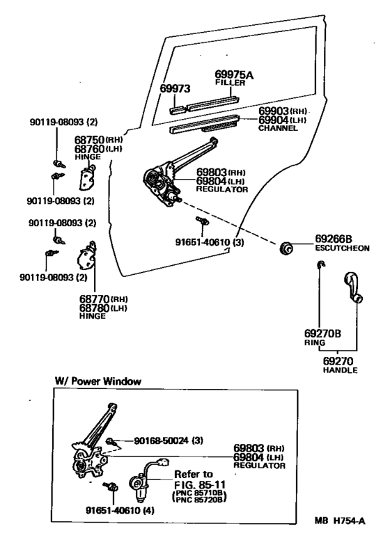 Rear Door Window Regulator & Hinge