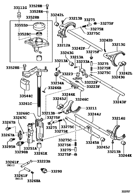 Gear Shift Fork & Lever Shaft (Mtm)