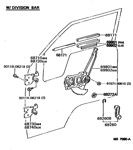 Front Door Window Regulator & Hinge