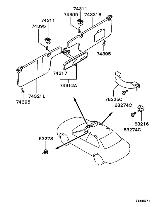 Mirror,grips & sunvisor