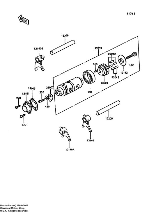 Gear change drum/shift fork