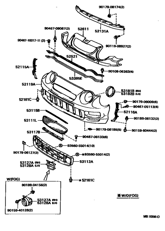 Front Bumper & Bumper Stay for 1994 - 1999 Toyota CELICA ST205 | Japan
