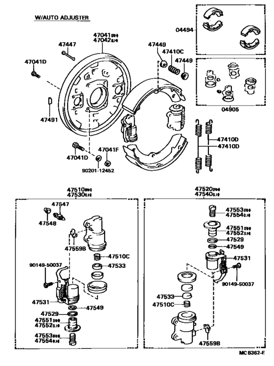 Front Drum Brake Wheel Cylinder & Backing Plate