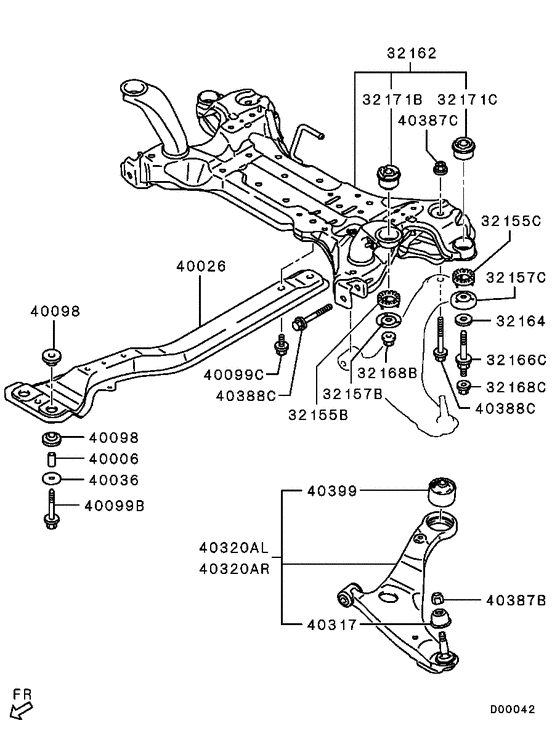 Front susp arm & member
