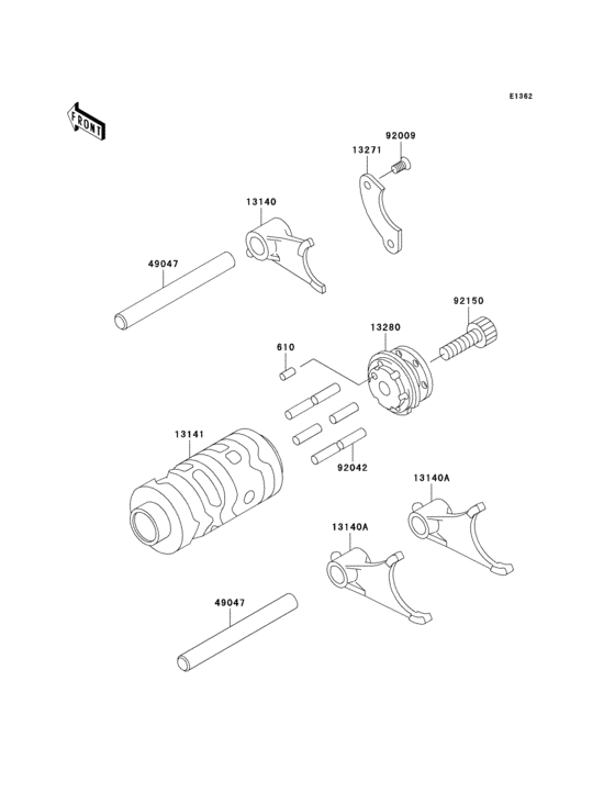 Gear change drum/shift fork(s)