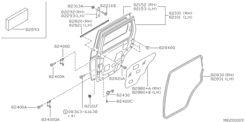 Rear door panel & fitting