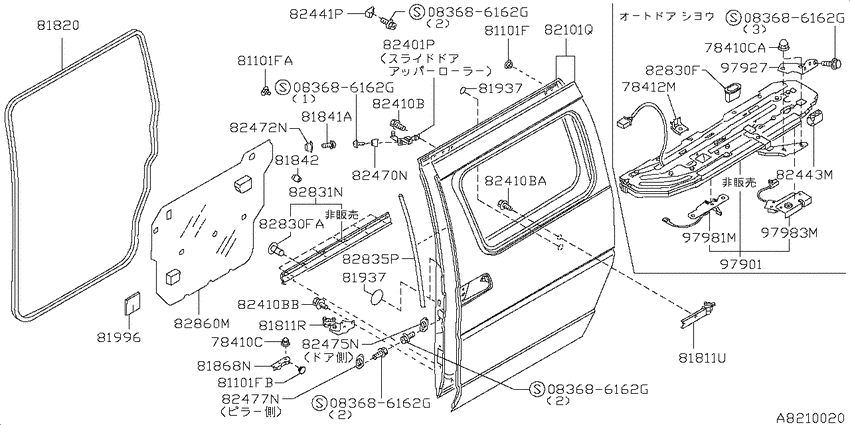 Slide door panel & fitting