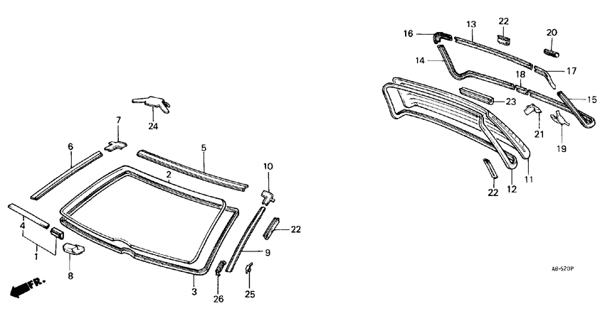 Front windshield/ rear windshield
