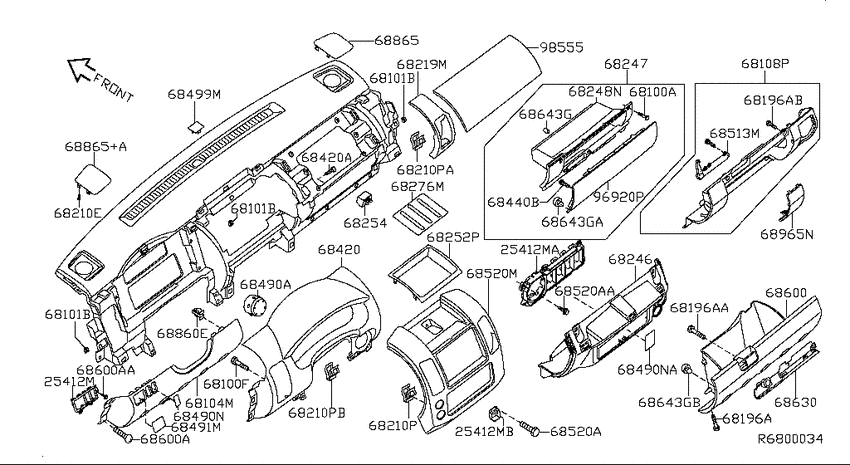 Instrument panel, pad & cluster lid