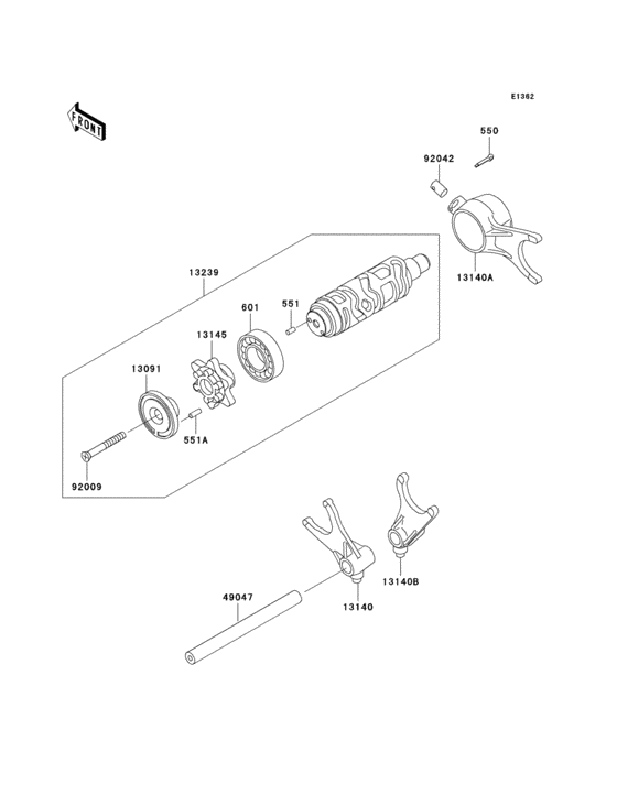 Gear change drum/shift fork(s)