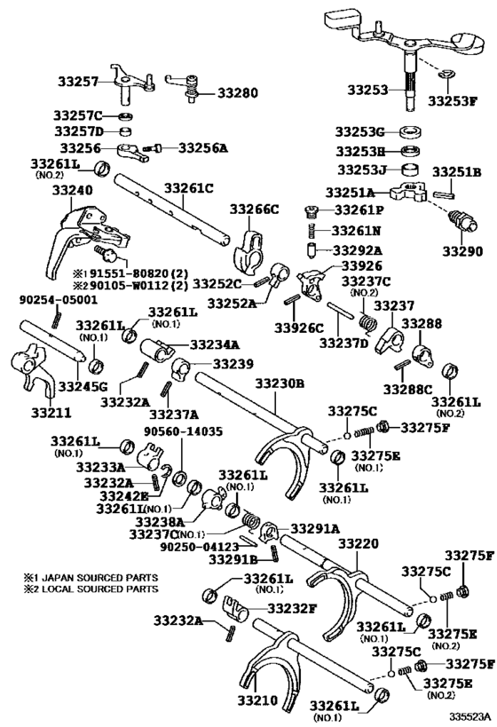 Gear Shift Fork & Lever Shaft (Mtm)