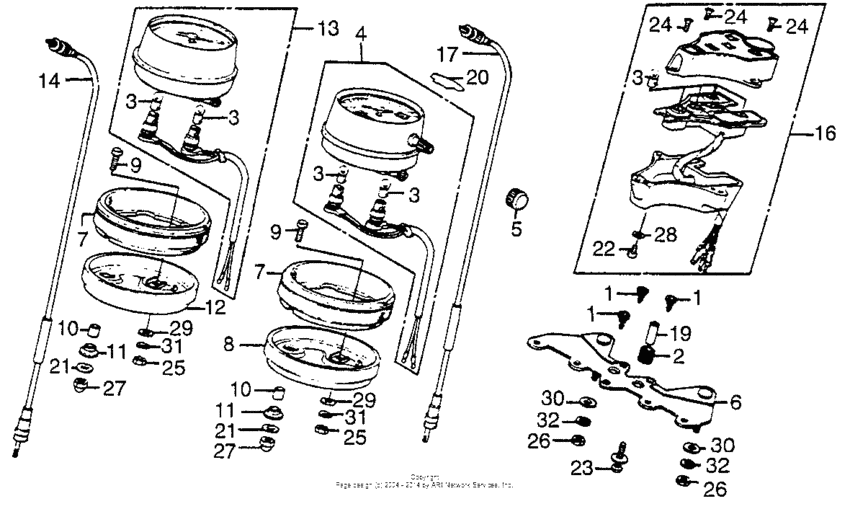 Speedometer + tachometer + pilot lamp
