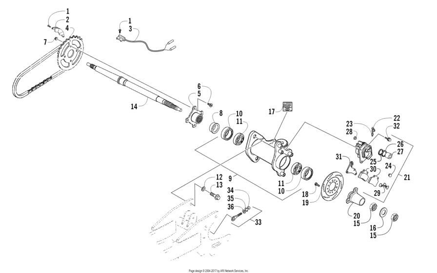 Rear Axle And Brake Assembly