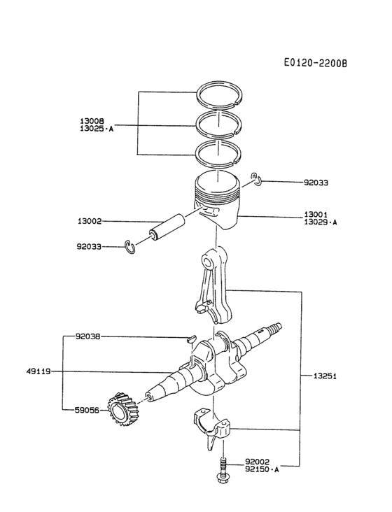 Piston/crankshaft
