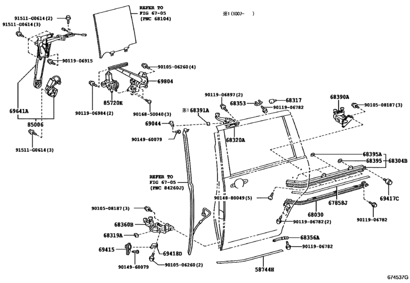 Rear Door Window Regulator & Hinge