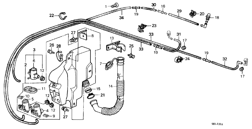 Front windshield washer