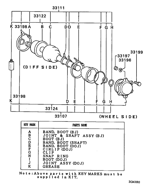 Rear axle drive shaft