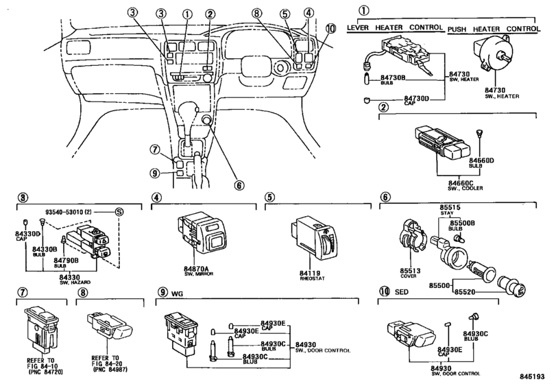 Switch & Relay & Computer for 1991 - 1995 Toyota COROLLA AE100 ...