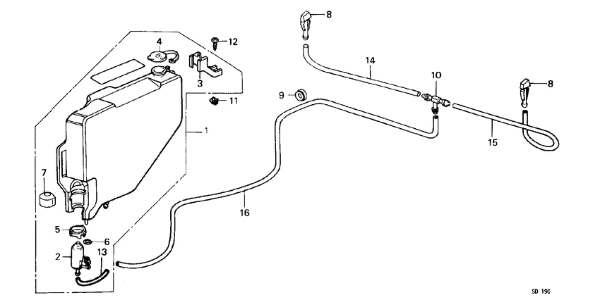 Front windshield washer