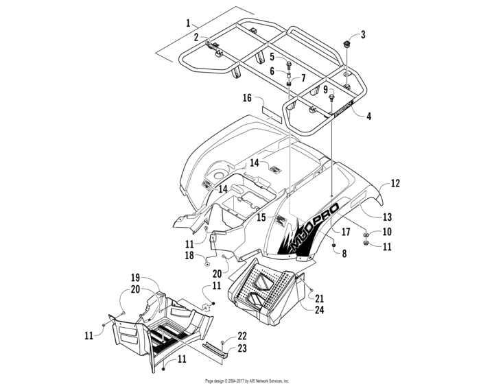 Rear Rack, Body Panel, And Footwell Assemblies