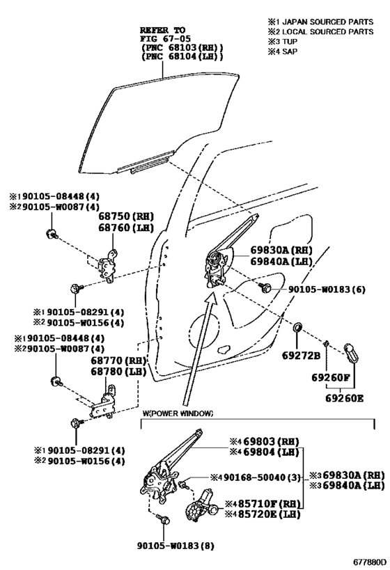 Rear Door Window Regulator & Hinge