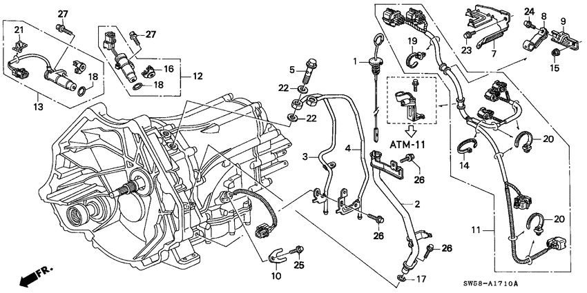 Oil level gauge/harness