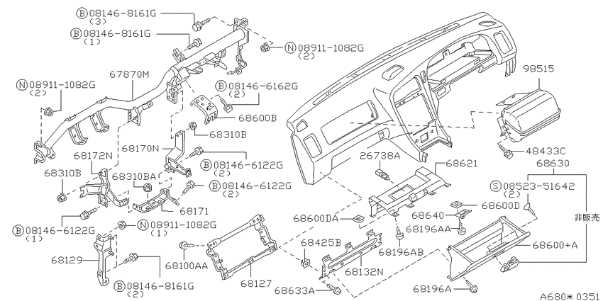 Instrument panel, pad & cluster lid