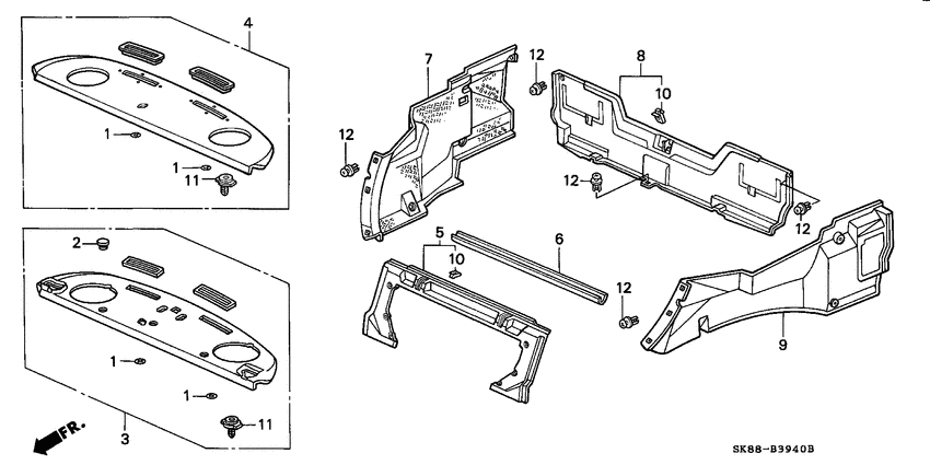 Rear tray/trunk lining